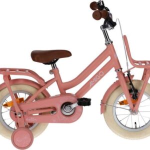 Amigo | Kindertransportfiets Bella 12 Inch 21 cm Meisjes Terugtraprem Zalmroze