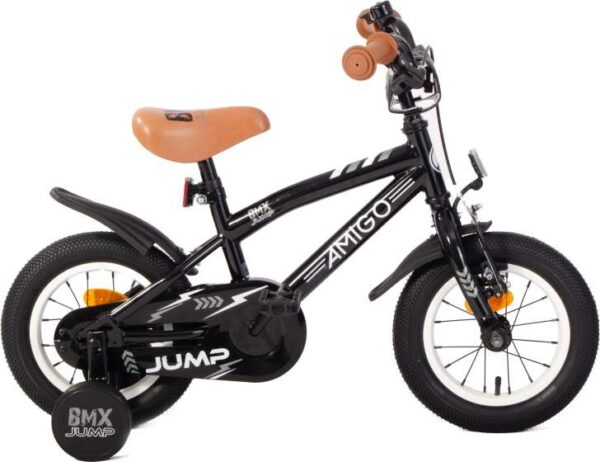 Amigo | Kindercrossfiets BMX Jump 12 Inch 22 cm Jongens Terugtraprem Zwart/Wit