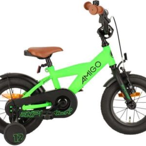 Amigo | Kinderfiets Explorer 12 inch 20 cm jongens terugtraprem groen/zwart