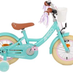 Amigo | Kinderfiets Perfect 12 Inch 21 cm Meisjes Terugtraprem Turquoise