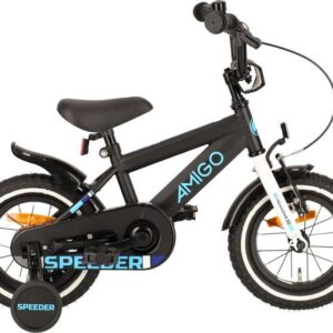 Amigo | Kinderfiets Speeder 12 Inch 21,5 cm Jongens Terugtraprem Zwart/Blauw